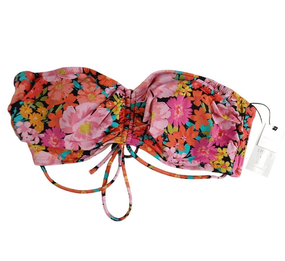 Shade & Shore Swimwear Womens 36D Pink Floral Bikini Top Underwire Padded NWT